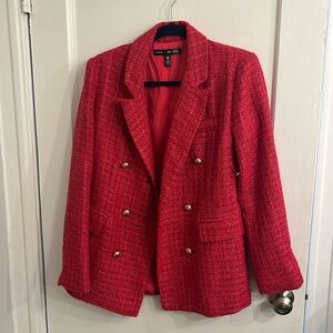 Bloomingdale’s Aqua hot pink tweed blazer size small